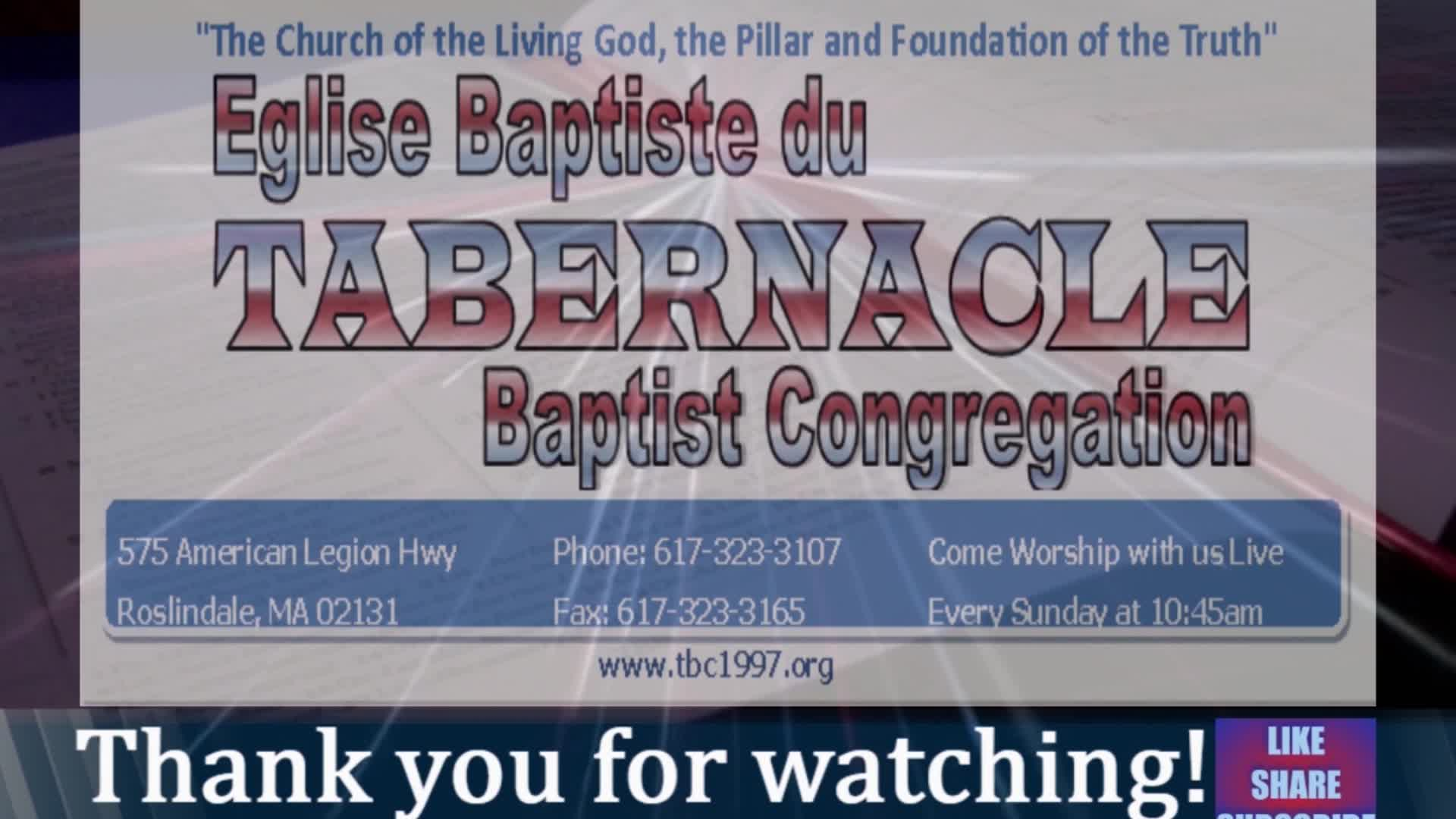Thumbnail image for Eglise Baptiste du Tabernacle Baptist Congregation 9/8/22